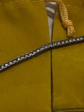 Yellow Suede Slide Sandals with Crystal Accent. Looks like a tennis bracelet